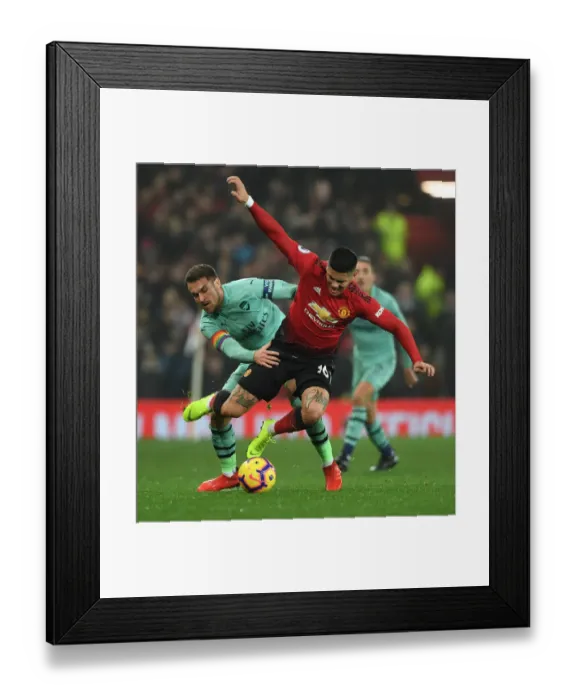 Framed Print : Clash at Old Trafford: Ramsey vs. Rojo - Manchester United vs. Arsenal FC, Premier League 2018-19