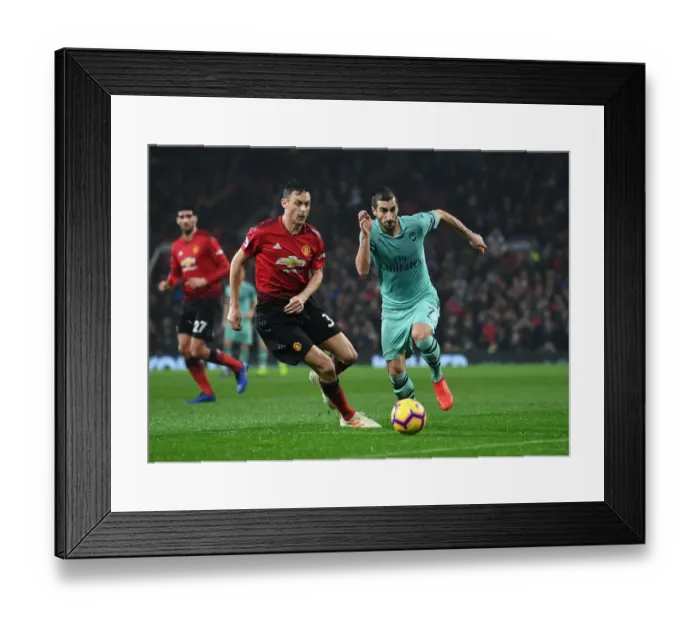 Framed Print : Clash of Midfield Titans: Matic vs. Mkhitaryan - Manchester United vs. Arsenal FC, Premier League Framed Print : Clash of Midfield Titans: Matic vs. Mkhitaryan - Manchester United vs. Arsenal FC, Premier League