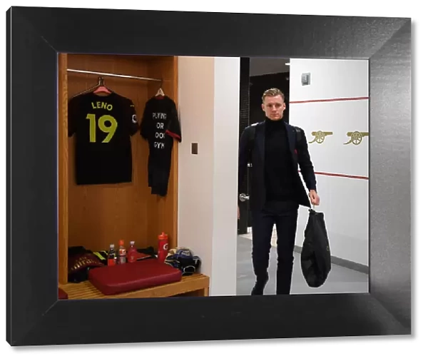 Arsenal FC: Bernd Leno in the Changing Room Before Arsenal v Huddersfield Town (Premier League, 2018-19)