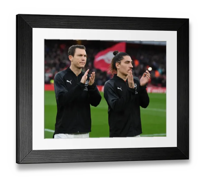 Framed Print : Arsenal FC: Lichtsteiner and Bellerin Pre-Match Chat vs Huddersfield Town (Premier League, 2018-19)