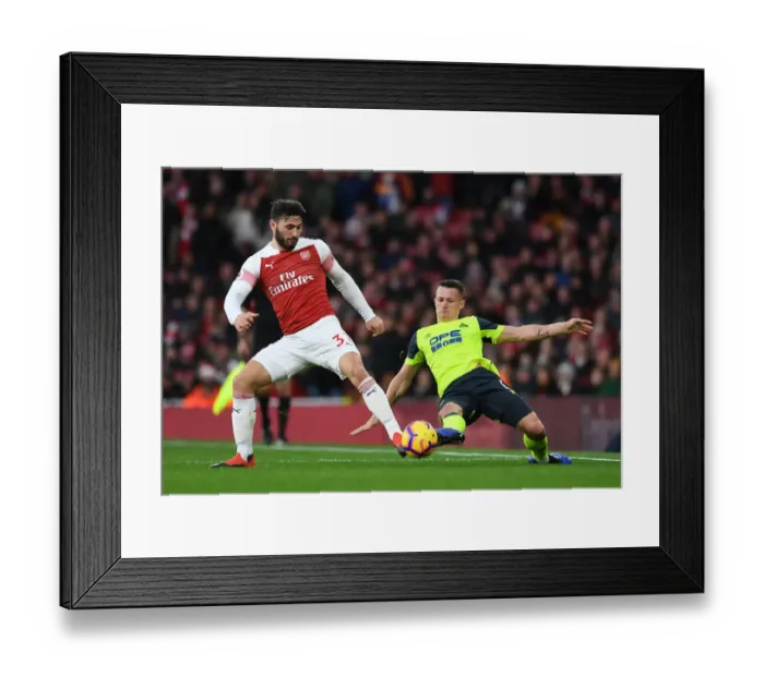 Framed Print : Arsenal vs. Huddersfield: Sead Kolasinac vs. Jonathan Hogg in Intense Premier League Clash