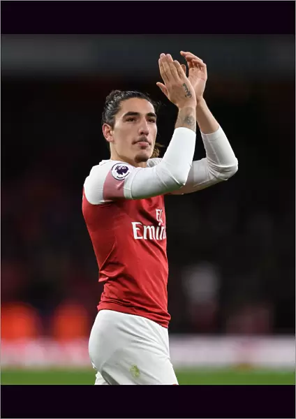 Hector Bellerin Celebrates with Arsenal Fans after Victory over Huddersfield Town