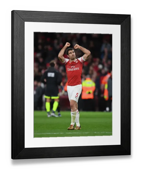 Framed Print : Sokratis Reacts after Arsenal's Victory over Huddersfield Town, Premier League 2018-19 Framed Print : Sokratis Reacts after Arsenal's Victory over Huddersfield Town, Premier League 2018-19