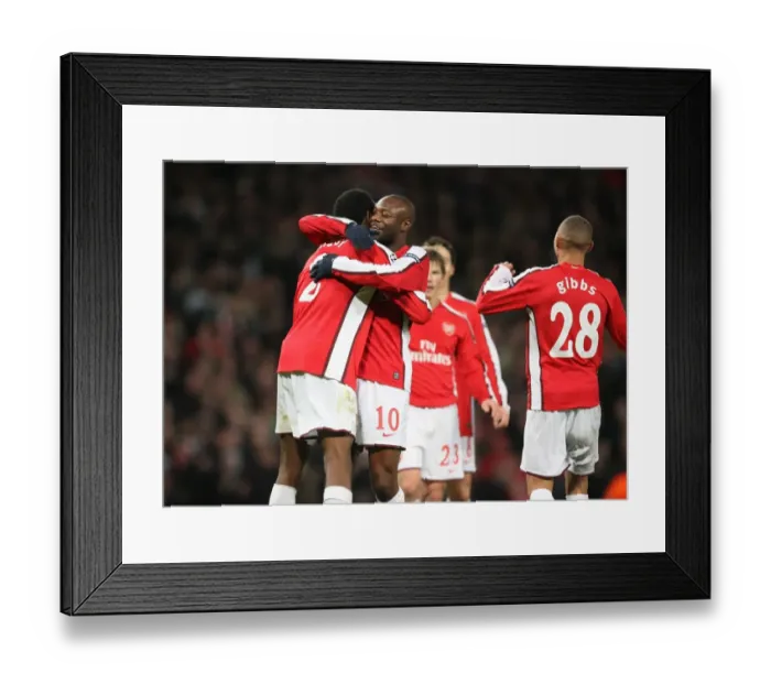Framed Print : Abou Diaby celebrates scoring Arsenals 4th goal with William Gallas Framed Print : Abou Diaby celebrates scoring Arsenals 4th goal with William Gallas