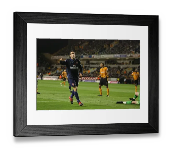 Framed Print : Cesc Fabregas Triumphant Goal: Arsenal Crushes Wolves 4-1 in Premier League Framed Print : Cesc Fabregas Triumphant Goal: Arsenal Crushes Wolves 4-1 in Premier League