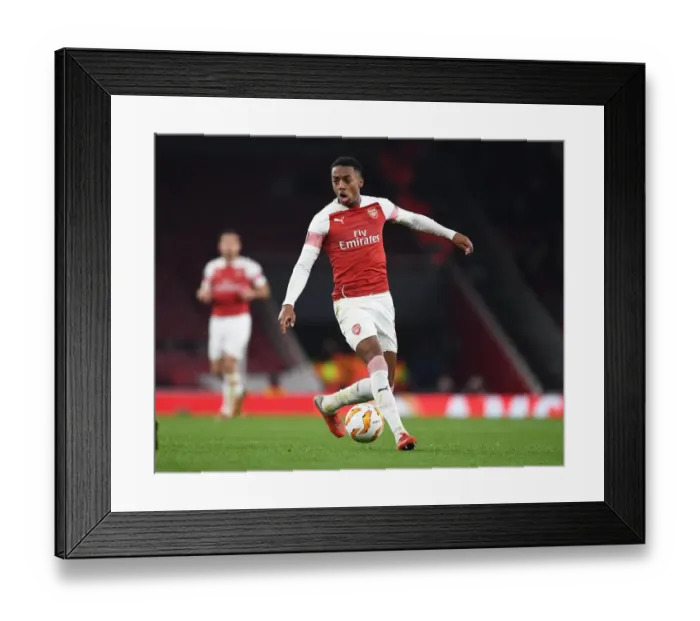 Framed Print : Arsenal's Joe Willock in Action against Qarabag in Europa League Group E