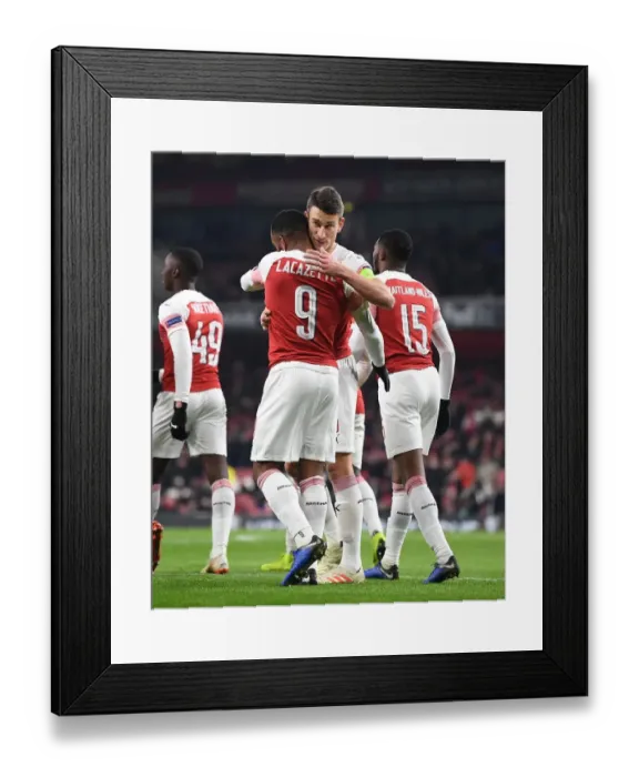 Framed Print : Arsenal's Lacazette Scores in Europa League Victory over Qarabag Framed Print : Arsenal's Lacazette Scores in Europa League Victory over Qarabag