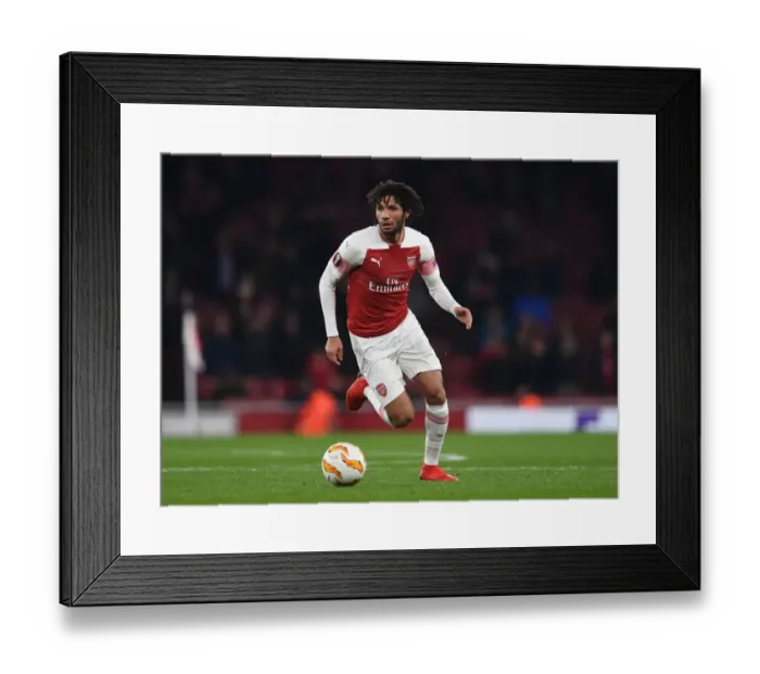 Framed Print : Mohamed Elneny in Action for Arsenal against Qarabag in UEFA Europa League Group E