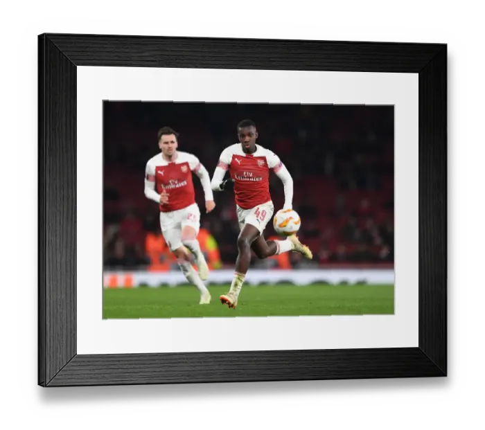 Framed Print : Eddie Nketiah: Arsenal Striker in Action against Qarabag, UEFA Europa League (2018-19)