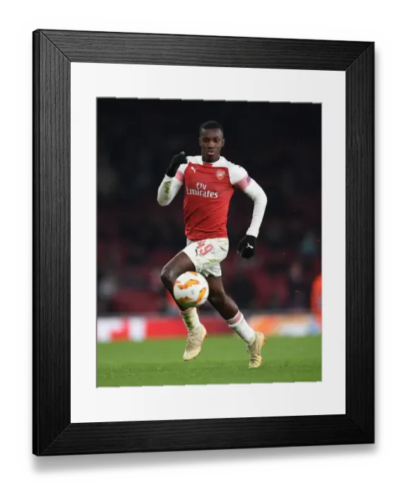 Framed Print : Arsenal's Eddie Nketiah in Action against Qarabag in UEFA Europa League