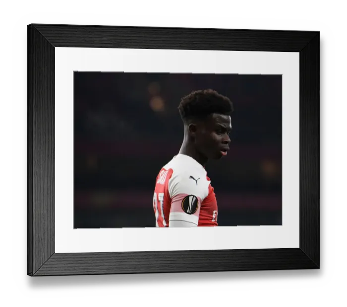 Framed Print : Bukayo Saka in Action: Arsenal vs Qarabag, UEFA Europa League, Emirates Stadium Framed Print : Bukayo Saka in Action: Arsenal vs Qarabag, UEFA Europa League, Emirates Stadium