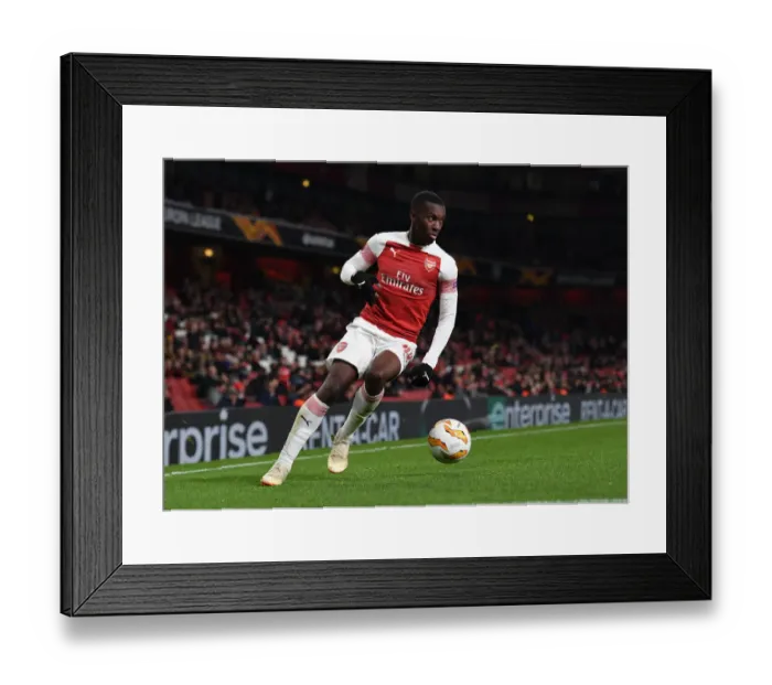 Framed Print : Arsenal's Eddie Nketiah in Action against Qarabag FK - UEFA Europa League 2018-19