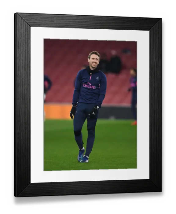Framed Print : Nacho Monreal - Arsenal Football Club, Pre-Match Focus vs Qarabag FK, UEFA Europa League, Emirates Stadium