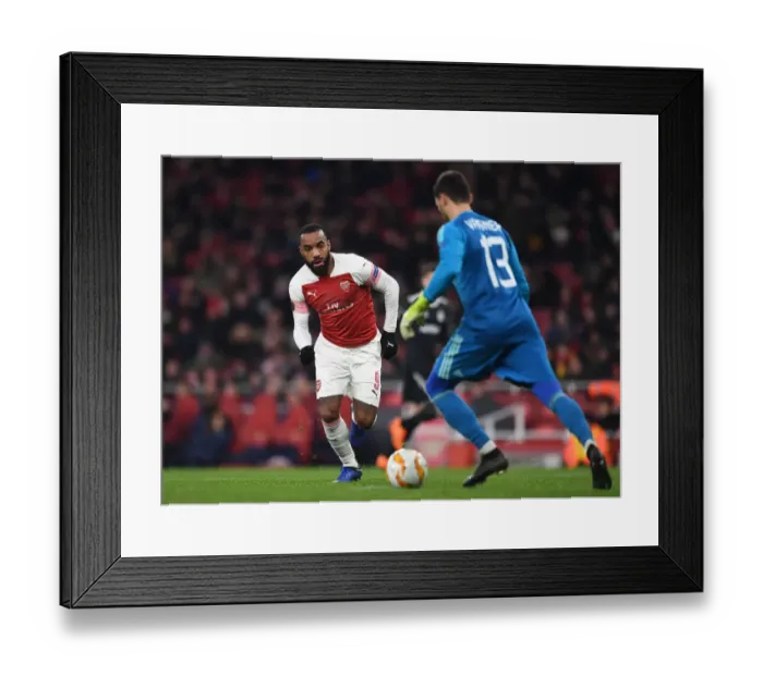 Framed Print : Alexandre Lacazette in Action for Arsenal against Qarabag in UEFA Europa League