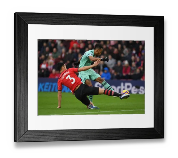 Framed Print : Aubameyang vs Yoshida: Intense Moment at Southampton's St Marys Stadium - Premier League 2018-19 Framed Print : Aubameyang vs Yoshida: Intense Moment at Southampton's St Marys Stadium - Premier League 2018-19