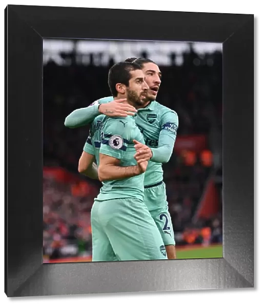 Mkhitaryan and Bellerin Celebrate Arsenal's First Goal Against Southampton (2018-19)