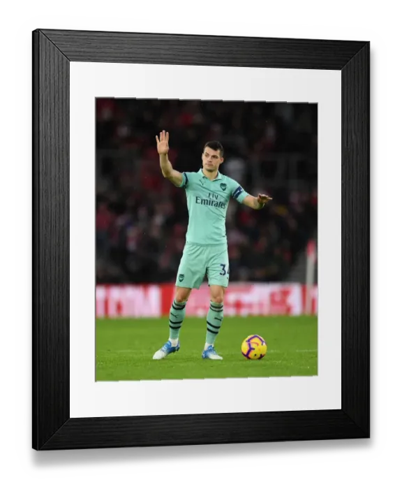 Framed Print : Granit Xhaka in Action: Southampton vs Arsenal, Premier League 2018-19