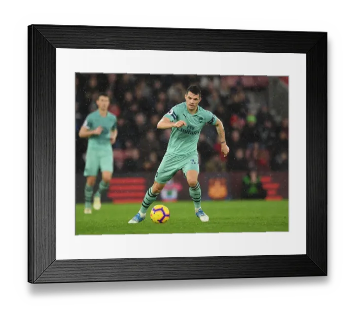 Framed Print : Granit Xhaka: In Action for Arsenal Against Southampton, Premier League 2018-19