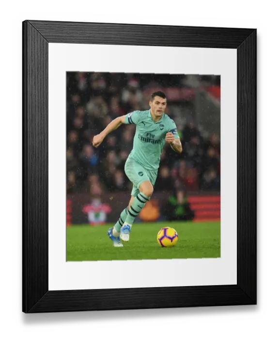Framed Print : Granit Xhaka in Action: Southampton vs. Arsenal, Premier League 2018-19