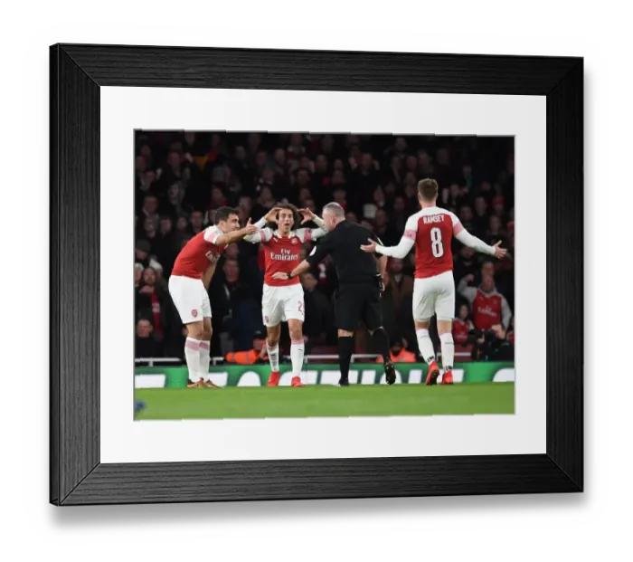Framed Print : Arsenal's Contentious Carabao Cup Clash: Sokratis, Guendouzi, and Ramsey Protest Referee's Call against Tottenham Framed Print : Arsenal's Contentious Carabao Cup Clash: Sokratis, Guendouzi, and Ramsey Protest Referee's Call against Tottenham
