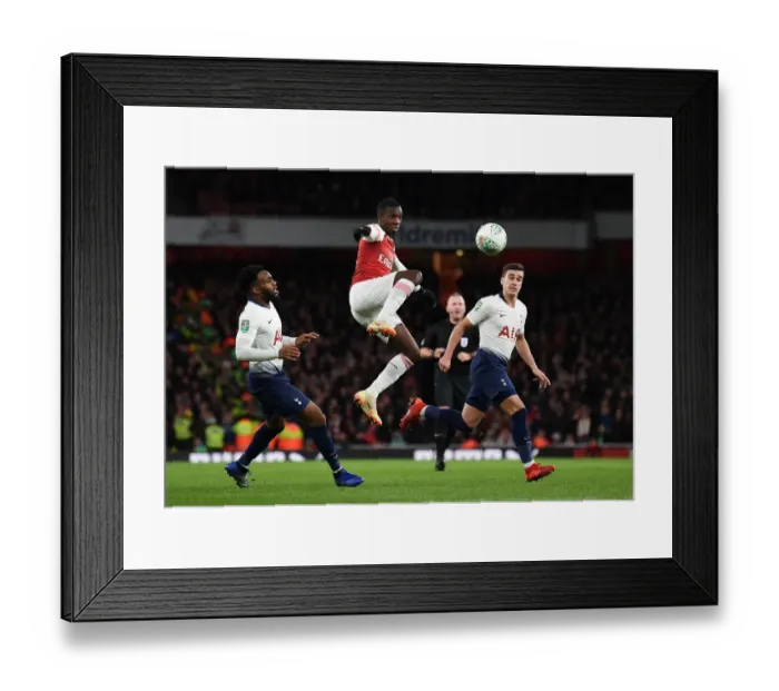 Framed Print : Arsenal vs. Tottenham: Nketiah's Heading Battle against Rose and Winks - Carabao Cup Quarterfinals