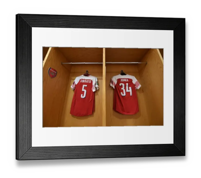 Framed Print : Arsenal's Sokratis and Xhaka Don Their Shirts Ahead of Carabao Cup Clash Against Tottenham