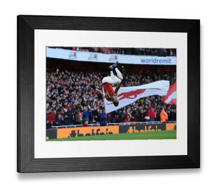 Framed Print : Arsenal's Aubameyang Scores Dramatic Goal vs. Burnley in Premier League Framed Print : Arsenal's Aubameyang Scores Dramatic Goal vs. Burnley in Premier League
