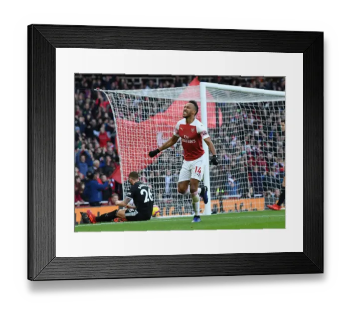 Framed Print : Aubameyang's Goal Celebration: Arsenal vs Burnley, Premier League 2018-19