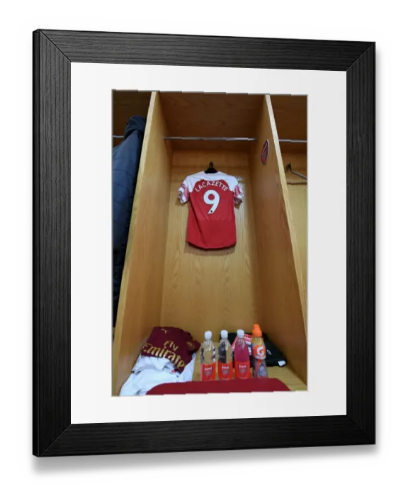 Framed Print : Arsenal FC: Lacazette's Match-Ready Shirt (2018-19 Arsenal vs Burnley)