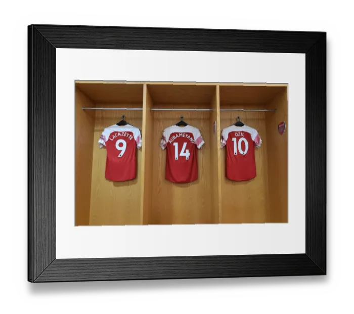 Framed Print : Arsenal Stars: Lacazette, Ozil, and Aubameyang Prepare for Battle against Burnley (2018-19)