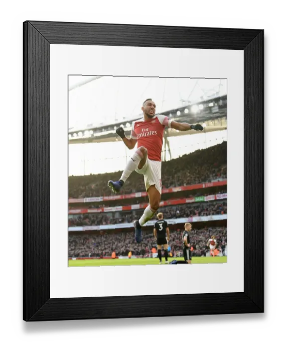 Framed Print : Aubameyang Scores Arsenal's Second Goal vs. Burnley (2018-19)