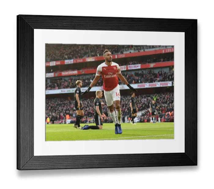 Framed Print : Aubameyang Scores Arsenal's Second Goal vs. Burnley (2018-19)