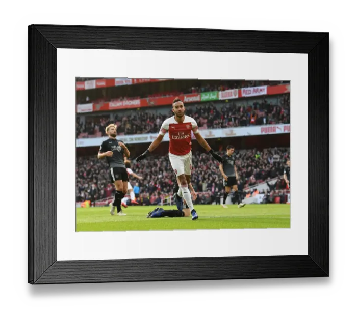 Framed Print : Arsenal's Aubameyang Scores Second Goal Against Burnley in Premier League Framed Print : Arsenal's Aubameyang Scores Second Goal Against Burnley in Premier League