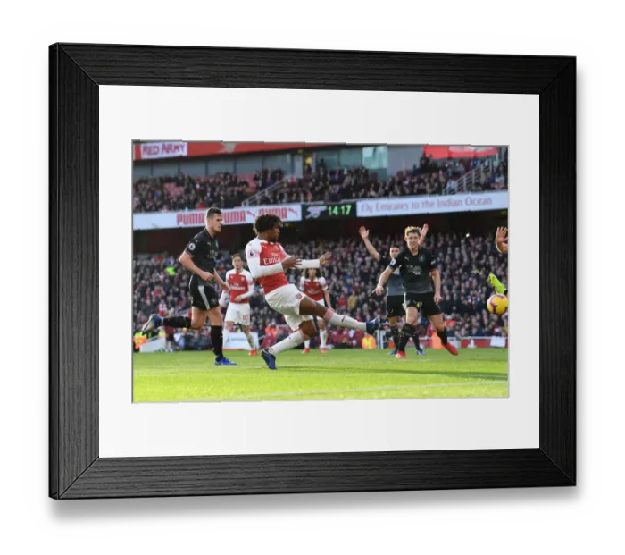 Framed Print : Alex Iwobi Scores Arsenal's Third Goal Against Burnley in Premier League Framed Print : Alex Iwobi Scores Arsenal's Third Goal Against Burnley in Premier League