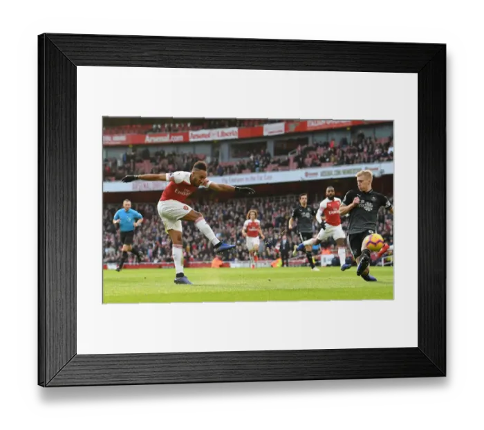 Framed Print : Pierre-Emerick Aubameyang Scores Arsenal's Third Goal vs Burnley (2018-19)