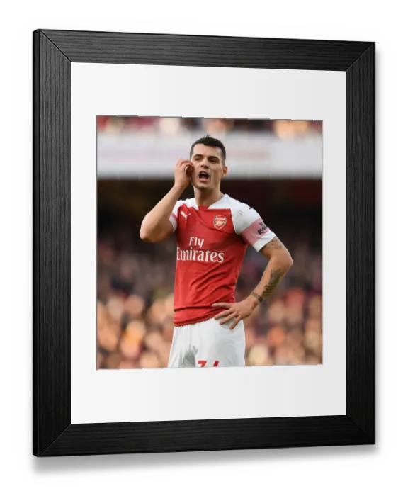 Framed Print : Granit Xhaka: Arsenal Midfielder in Action Against Burnley, Premier League 2018-19