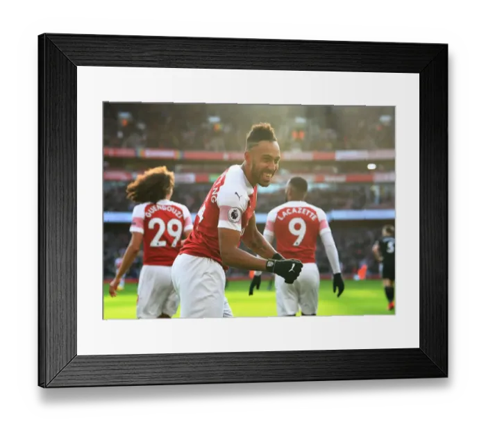 Framed Print : Aubameyang Scores Second Goal: Arsenal vs Burnley (2018-19)