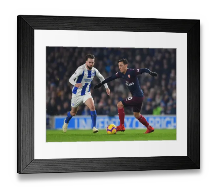 Framed Print : Mesut Ozil vs. Davy Propper: Battle in the Midfield - Arsenal vs. Brighton & Hove Albion, Premier League (December 2018)
