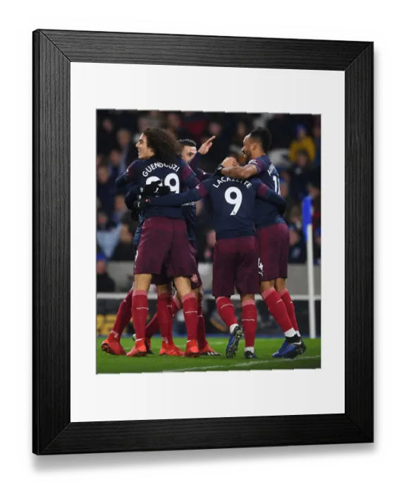 Framed Print : Pierre-Emerick Aubameyang Scores for Arsenal against Brighton & Hove Albion, Premier League 2018-19 Framed Print : Pierre-Emerick Aubameyang Scores for Arsenal against Brighton & Hove Albion, Premier League 2018-19