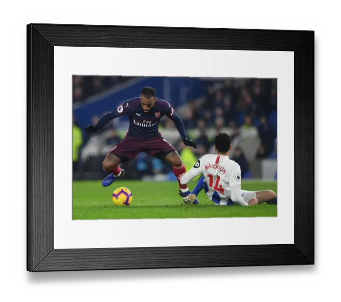 Framed Print : Lacazette vs. Balogun: A Premier League Battle at the Community Stadium Framed Print : Lacazette vs. Balogun: A Premier League Battle at the Community Stadium