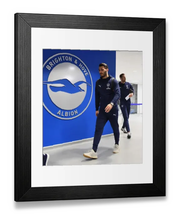 Framed Print : Arsenal's Sead Kolasinac: Focused Before Brighton & Hove Albion Clash (Premier League 2018-19)