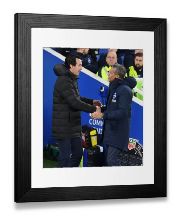 Framed Print : Unai Emery and Chris Hughton: Pre-Match Conferance, Brighton & Hove Albion vs. Arsenal FC, Premier League 2018-19 Framed Print : Unai Emery and Chris Hughton: Pre-Match Conferance, Brighton & Hove Albion vs. Arsenal FC, Premier League 2018-19