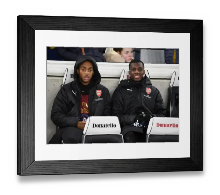Framed Print : Arsenal Substitutes Joe Willock and Eddie Nketiah Prepare for Brighton & Hove Albion Showdown, 2018-19 Premier League