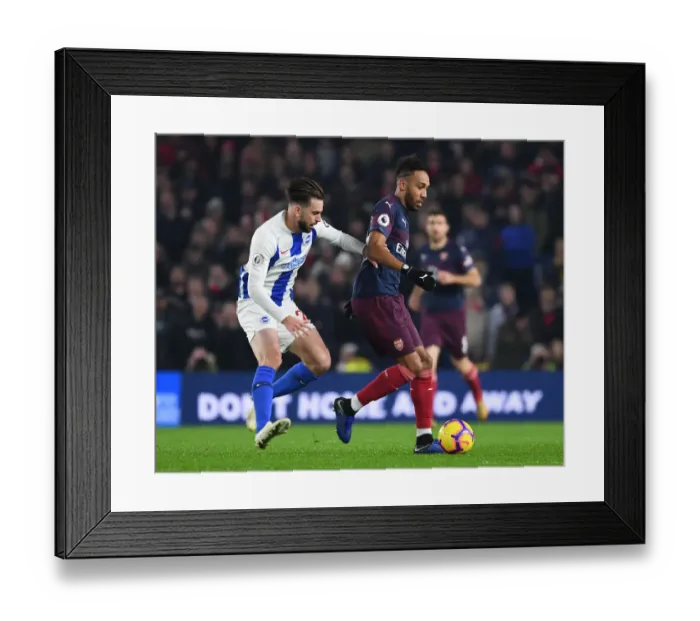 Framed Print : Aubameyang vs Montoya: Intense Battle in Brighton & Hove Albion vs Arsenal FC Premier League Clash
