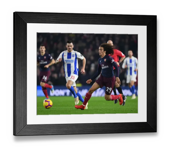 Framed Print : Guendouzi vs. Gross: A Midfield Battle - Arsenal vs. Brighton, Premier League 2018-19: Two Star Midfielders Clash in Epic Showdown