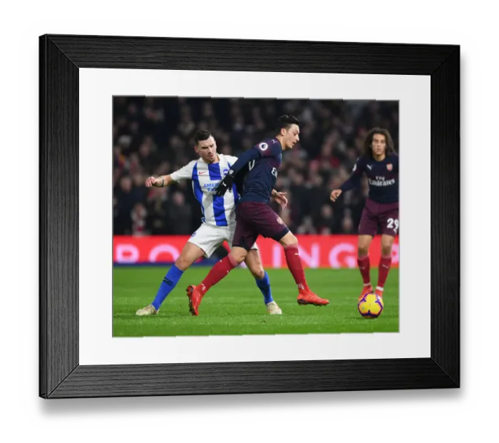 Framed Print : Mesut Ozil Faces Off Against Pascal Gross: Brighton vs. Arsenal, Premier League 2018-19
