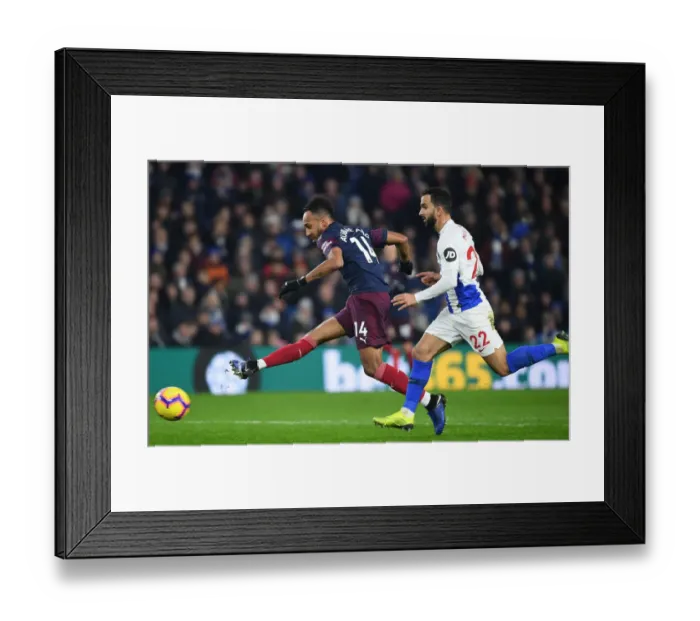 Framed Print : Aubameyang Surges Past Montoya: Brighton vs. Arsenal, Premier League 2018-19 Framed Print : Aubameyang Surges Past Montoya: Brighton vs. Arsenal, Premier League 2018-19