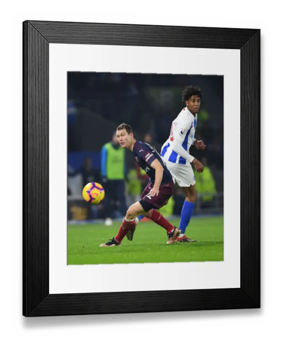 Framed Print : Stephan Lichtsteiner Clashes with Bernardo: Brighton vs. Arsenal, Premier League 2018-19