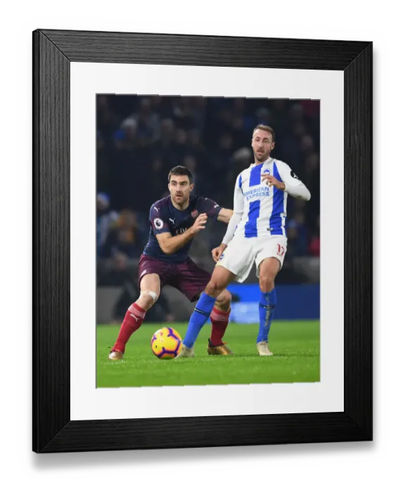 Framed Print : Sokratis Holds Off Murray: Brighton vs. Arsenal, Premier League Clash (December 2018)