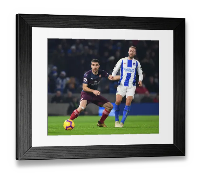 Framed Print : Sokratis vs Murray: A Football Battle at the Heart of the Premier League (December 2018)
